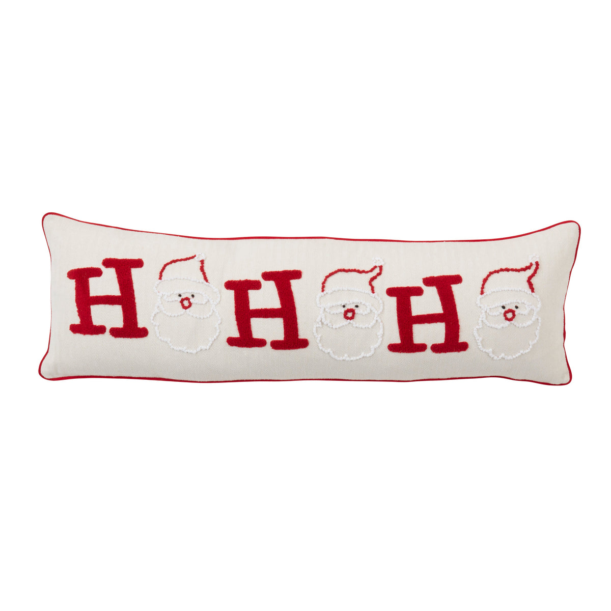 Ho Ho Ho Santa Embroidered Lumbar Accent Pillow - View 1