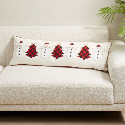 Snowman and Christmas Tree Filled Lumbar Pillow - View 2