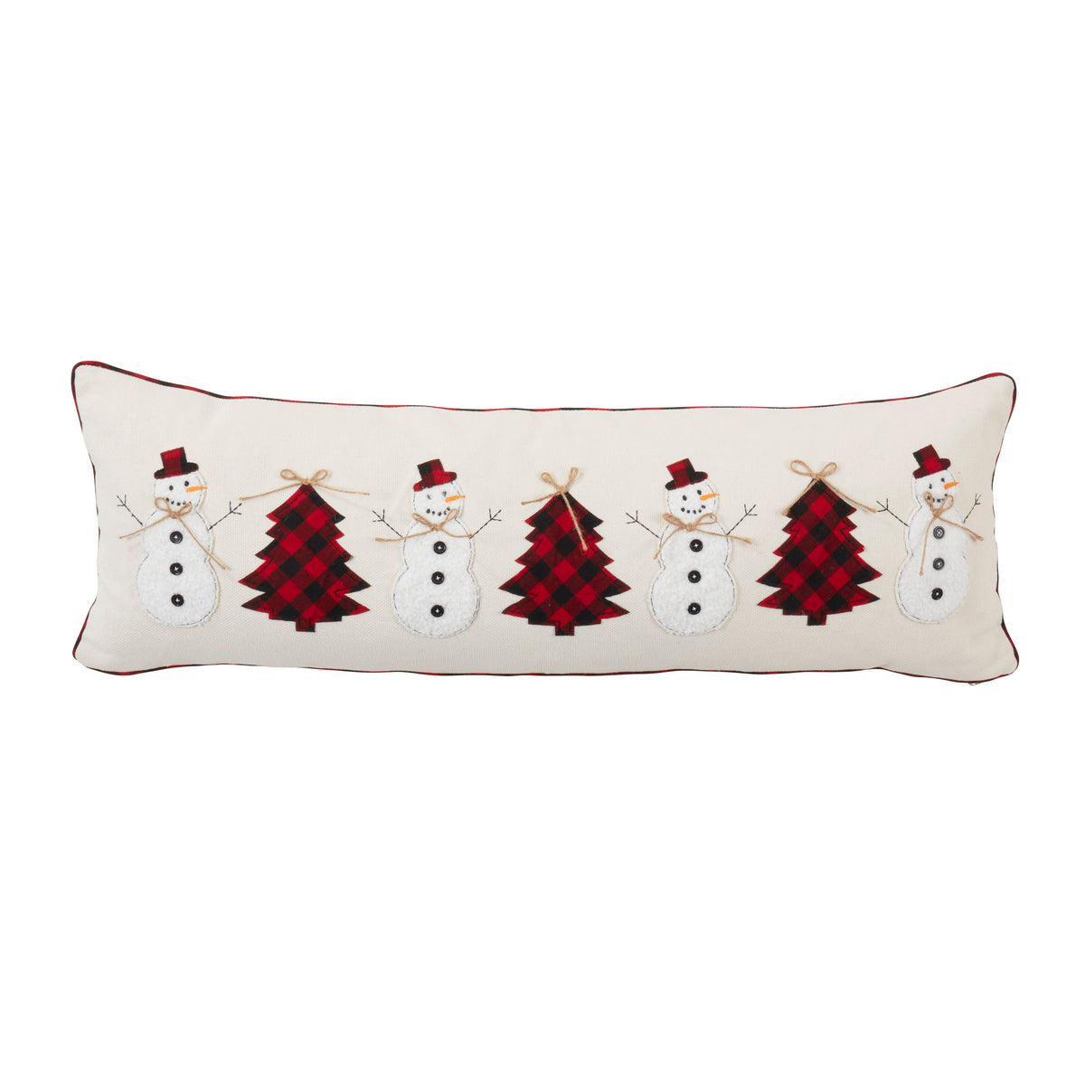 Snowman and Christmas Tree Filled Lumbar Pillow