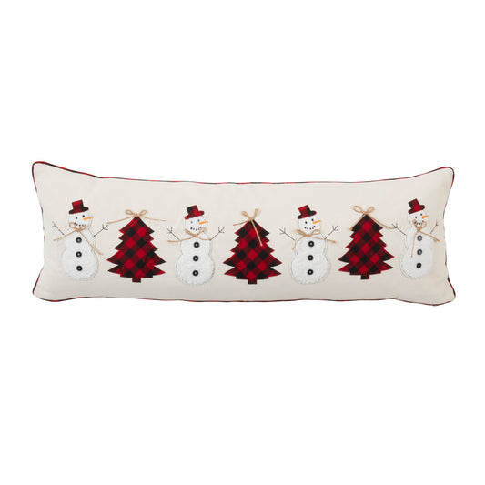 Snowman and Christmas Tree Filled Lumbar Pillow - View 1