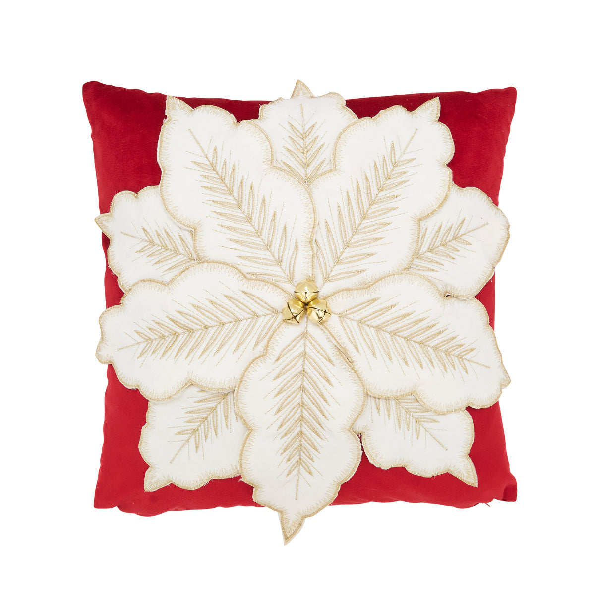 Velvet Poinsettia Down-Filled Decorative Pillow - View 1