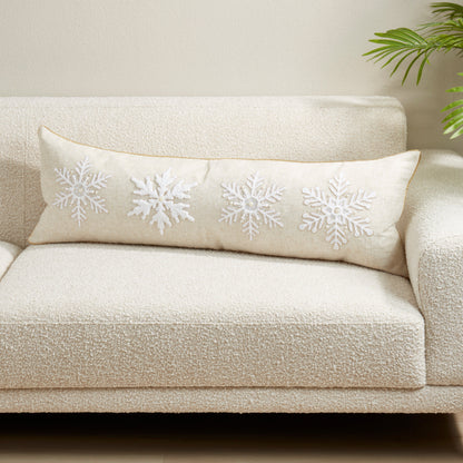 Embroidered Snowflake Filled Lumbar Pillow - View 3