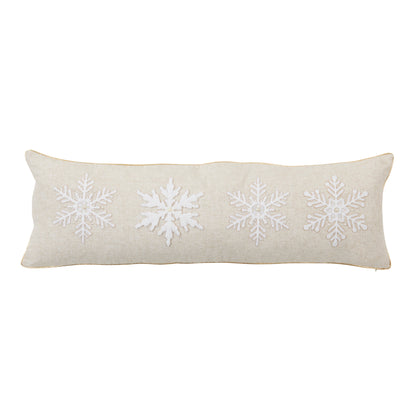 Embroidered Snowflake Filled Lumbar Pillow