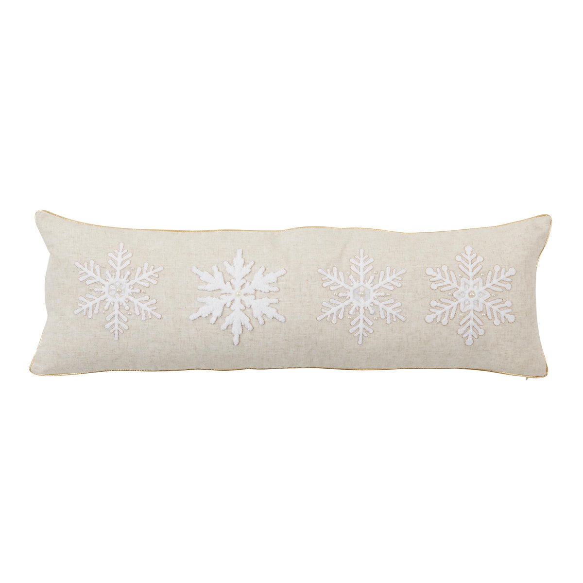 Embroidered Snowflake Filled Lumbar Pillow - View 1