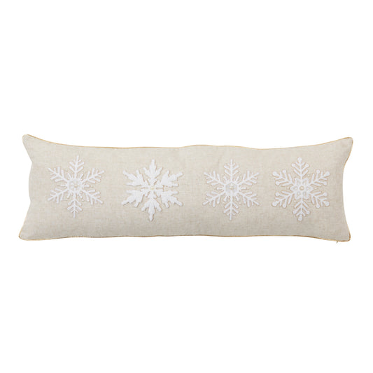 Embroidered Snowflake Filled Lumbar Pillow - View 1