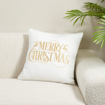 Merry Christmas Embroidered Down-Filled Accent Pillow - View 3