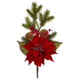 17-Inch Poinsettia, Berry and Pine Floral Stems - Set of 6 - View 1