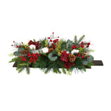 24-Inch Berry and Eucalyptus Decor on Wood Panel - View 1