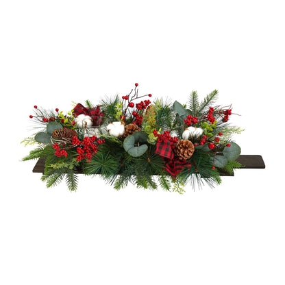 24-Inch Berry and Eucalyptus Decor on Wood Panel - View 1