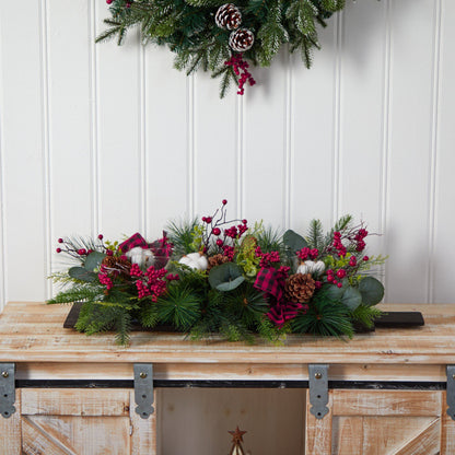 24-Inch Berry and Eucalyptus Decor on Wood Panel - View 4