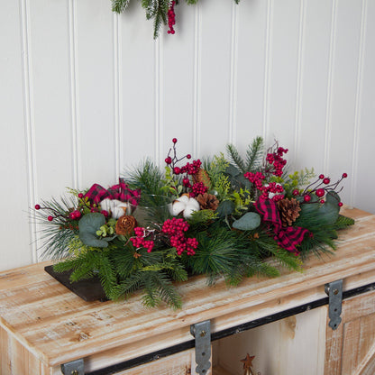 24-Inch Berry and Eucalyptus Decor on Wood Panel - View 5