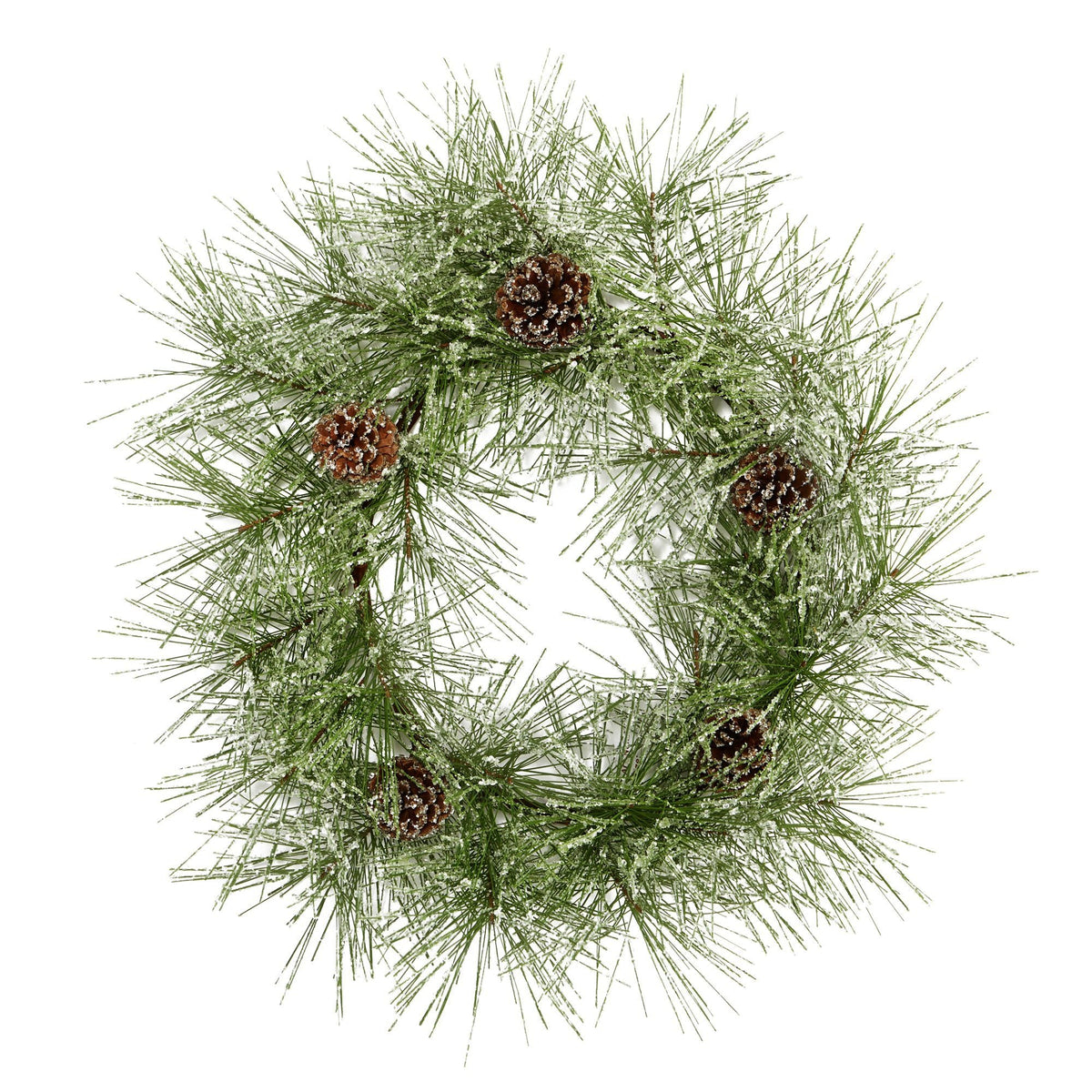 24-Inch Frosted Pine Wreath with Pine Cones - View 5