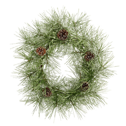 24-Inch Frosted Pine Wreath with Pine Cones - View 5