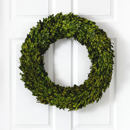 24-Inch Preserved Boxwood Indoor Decorative Wreath - View 1