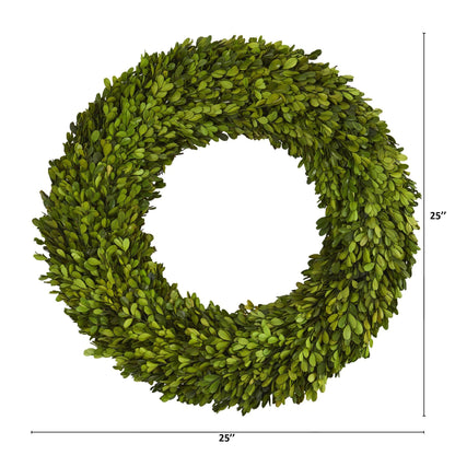 24-Inch Preserved Boxwood Indoor Decorative Wreath - View 4