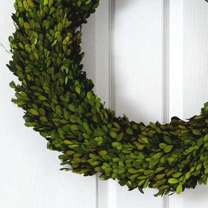 24-Inch Preserved Boxwood Indoor Decorative Wreath - View 2