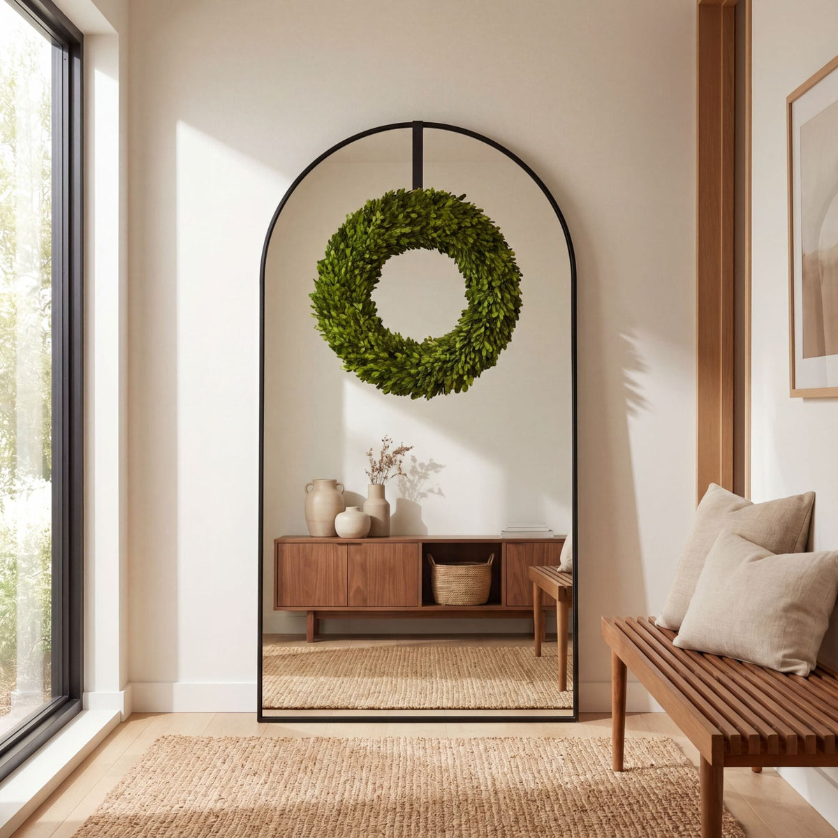24-Inch Preserved Boxwood Indoor Decorative Wreath - View 3