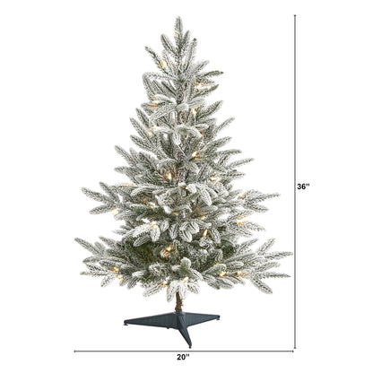 3-Foot Snow-Flocked Spruce Christmas Tree with 50 Clear LED Lights - View 2