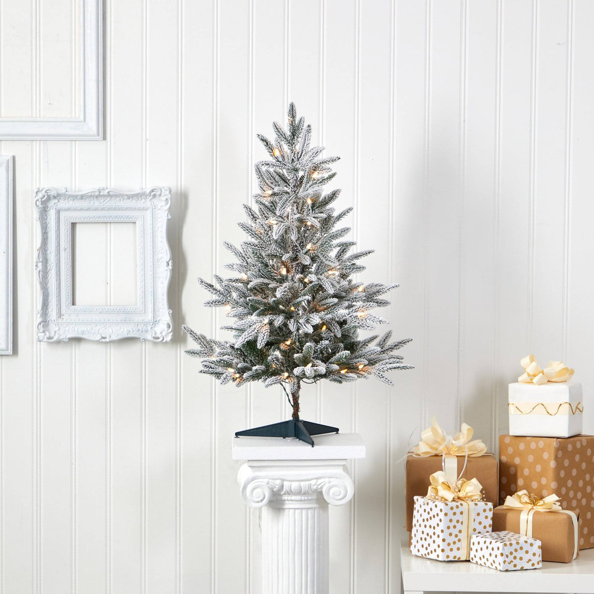 3-Foot Snow-Flocked Spruce Christmas Tree with 50 Clear LED Lights - View 5