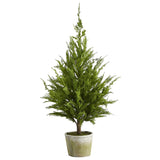 3.5-Foot Cedar-Style Artificial Christmas Tree in Planter - View 1