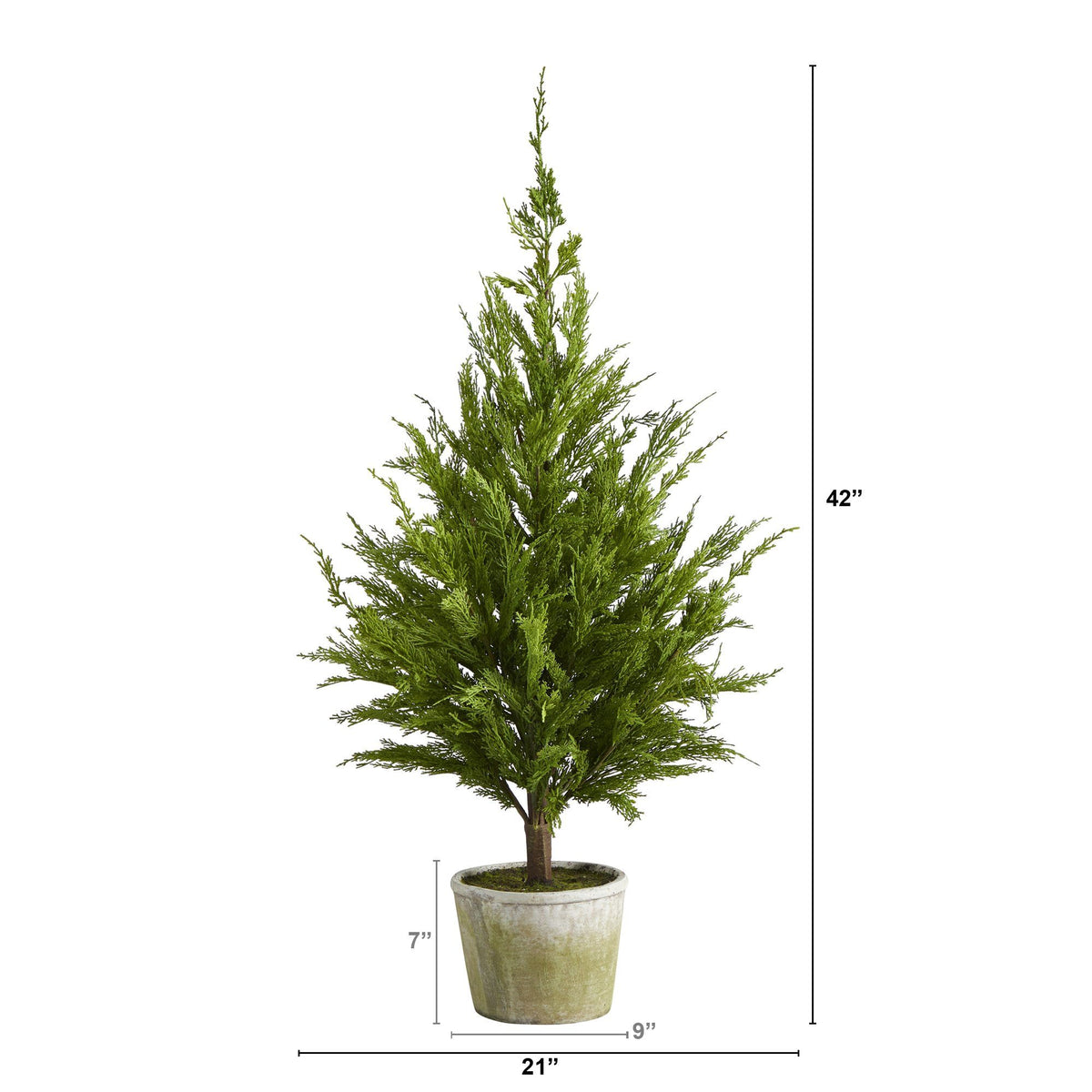 3.5-Foot Cedar-Style Artificial Christmas Tree in Planter - View 2