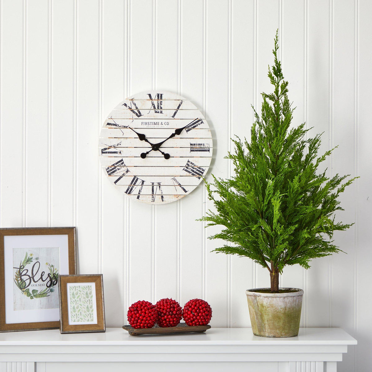3.5-Foot Cedar-Style Artificial Christmas Tree in Planter - View 4