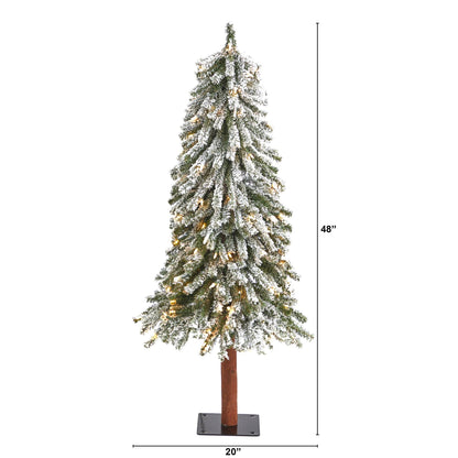 4-Foot Snow-Flocked Alpine Christmas Tree with 100 Clear LED Lights - View 5