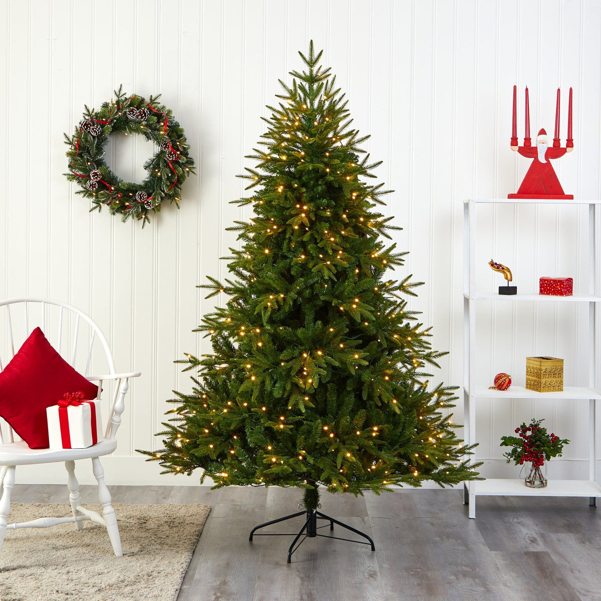6-Foot Natural-Style Fir Christmas Tree with 350 Clear LED Lights - View 7