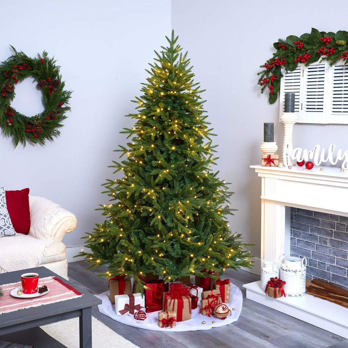 6-Foot Natural-Style Fir Christmas Tree with 350 Clear LED Lights - View 5