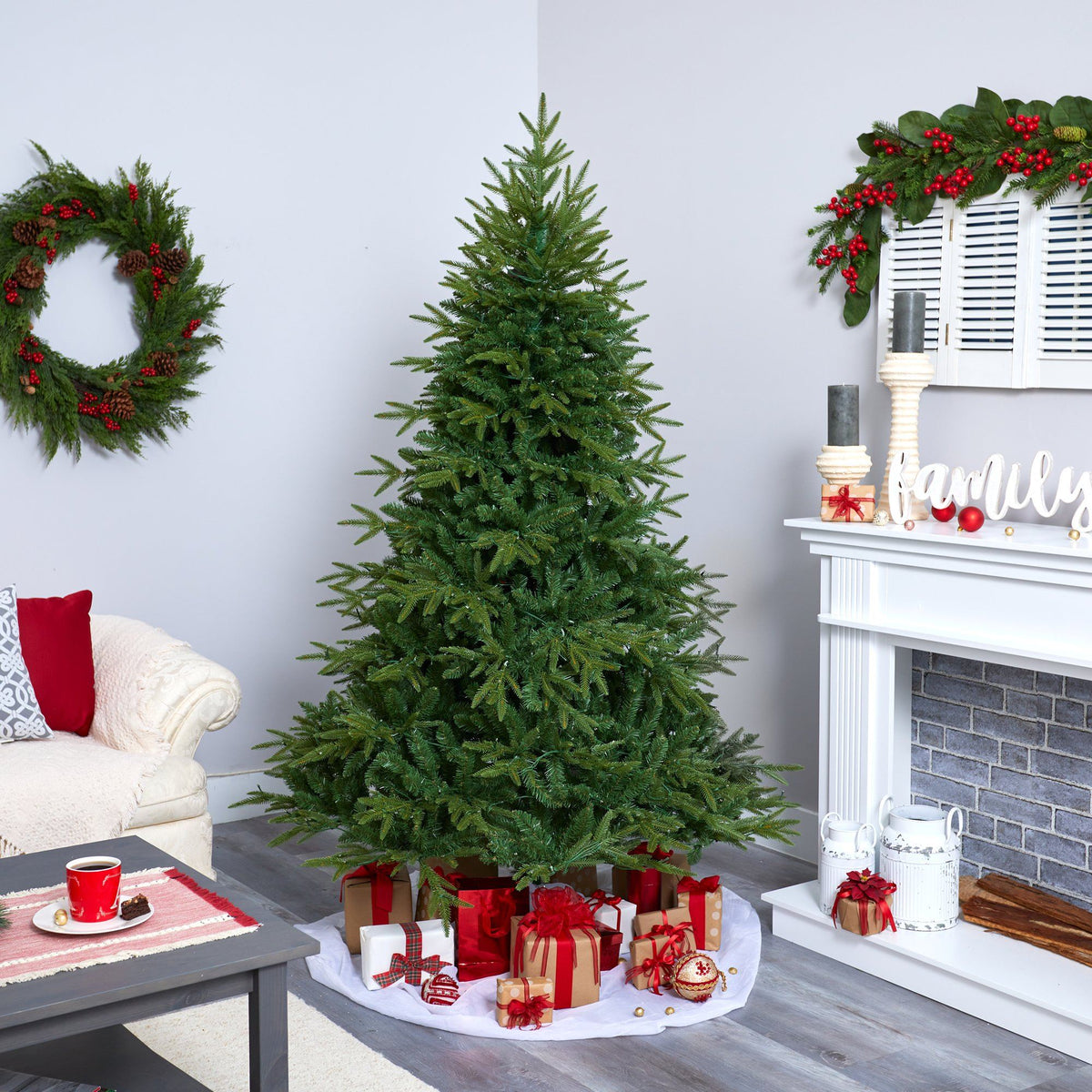 6-Foot Natural-Style Fir Christmas Tree with 350 Clear LED Lights - View 6