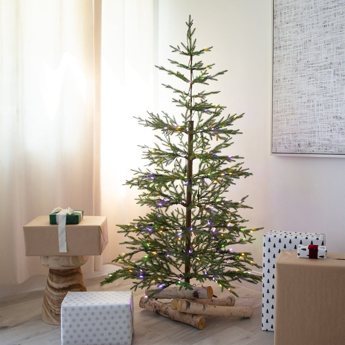 6-Foot Airy Fir Artificial Christmas Tree with 230 Color-Changing Lights - View 3