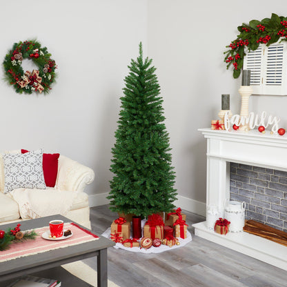6-Foot Slim Pine Christmas Tree with 250 Clear LED Lights - View 7