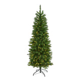 6-Foot Slim Pine Christmas Tree with 250 Clear LED Lights - View 1
