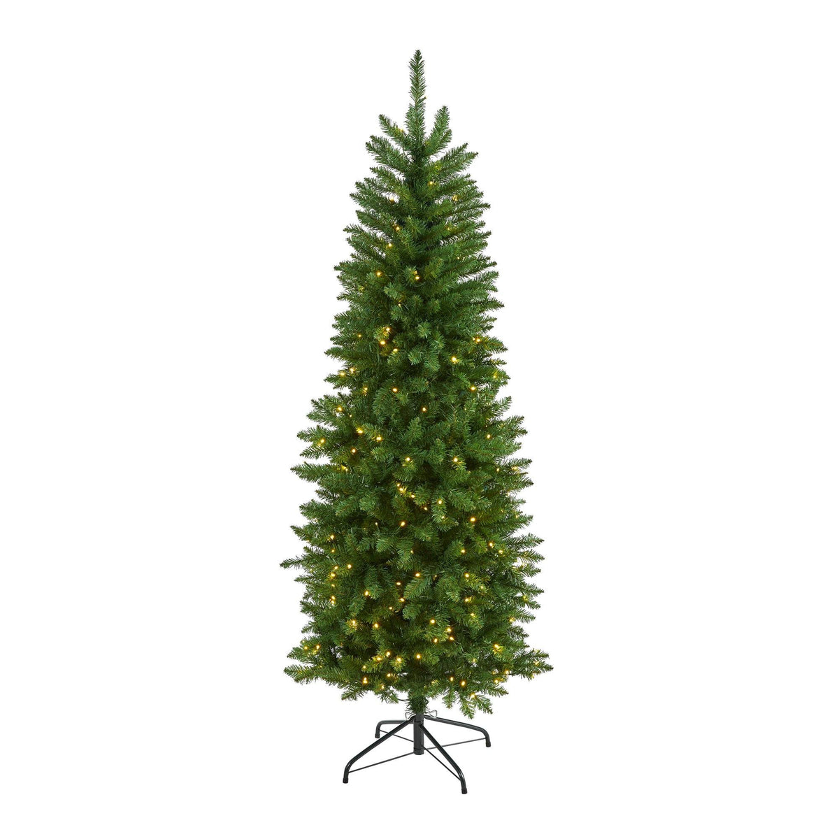 6-Foot Slim Pine Christmas Tree with 250 Clear LED Lights - View 1