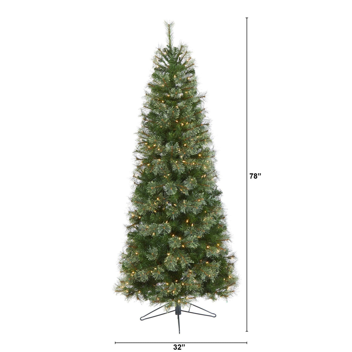 6.5-Foot Slim Evergreen Christmas Tree with 350 Warm White Lights - View 2