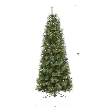 6.5-Foot Slim Evergreen Christmas Tree with 350 Warm White Lights - View 2