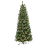 6.5-Foot Slim Evergreen Christmas Tree with 350 Warm White Lights - View 1