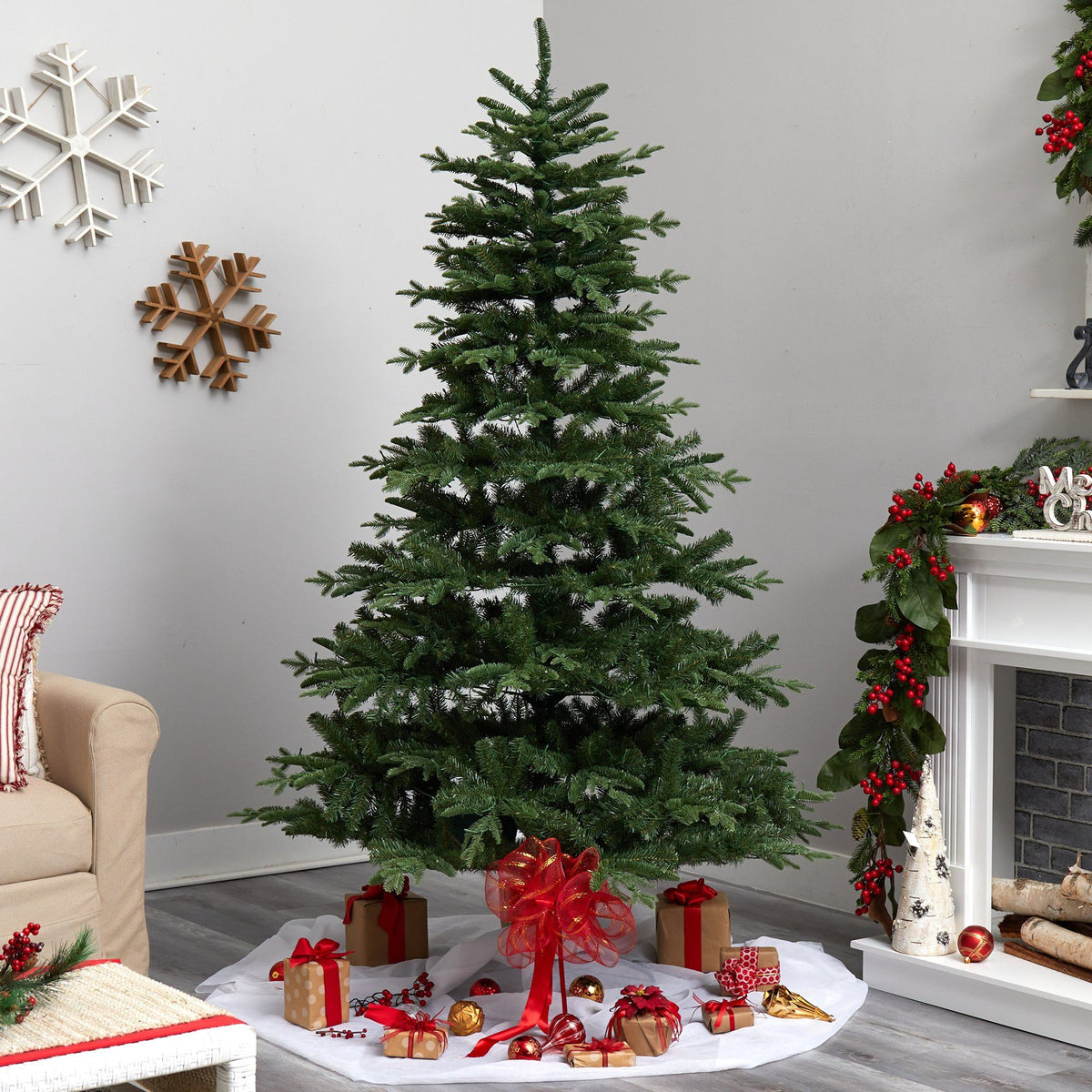 7-Foot Full Spruce Christmas Tree with 650 Warm White LED Lights - View 8