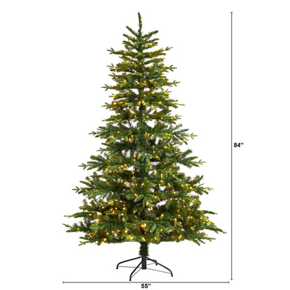 7-Foot Full Spruce Christmas Tree with 650 Warm White LED Lights - View 2