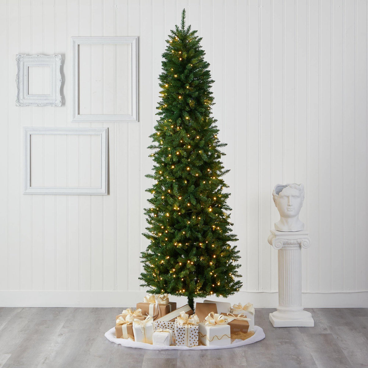 8-Foot Slim Pine Artificial Christmas Tree with 400 Clear LED Lights - View 7