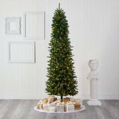 8-Foot Slim Pine Artificial Christmas Tree with 400 Clear LED Lights - View 7